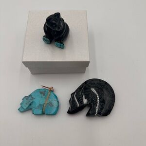 NIB Set of 3 Zuni Bear Fetishes Carvings